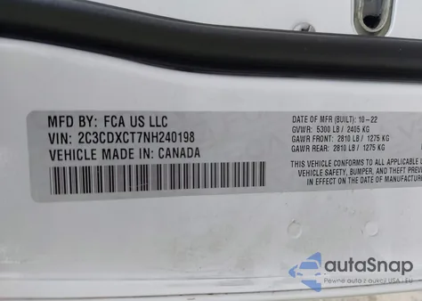 2022 Dodge Charger R/T из США, поврежденный, VIN 2C3CDXCT7NH240198